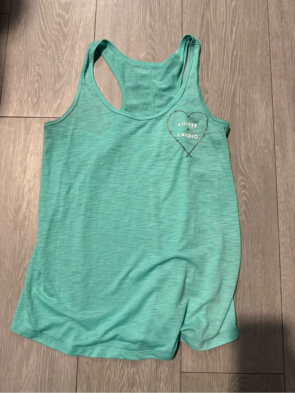 Women's Teal Racerback Tank Top - 'Coffee + Cardio'